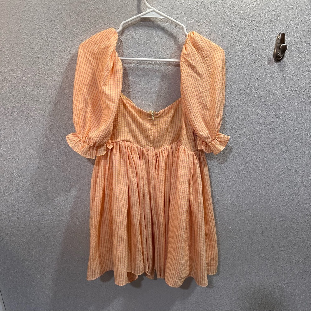 Mable Orange Yellow Pink Gingham Dress Large - Picture 3 of 4